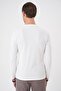 Slim Fit Ribbed Woven Cotton Long Sleeve White T-Shirt Ts 887 - 6