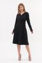 Apsen Women's Black Suede Belted Double-Breasted Collar Detailed Flared Midi Length Winter Dress 4407-110 - 2