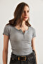 Women's Washed Gray Snap Camisole Blouse Blz- 19000171 - 6