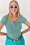 Women's Slim Striped Grass Snap-On Camisole Blouse BLZ-19000171 - 4
