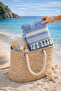 Women's Bathrobe Poncho Peshtemal Cotton Beach Towel Blue - 3