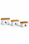 Set of 3 Wooden Vacuum-Lid Plastic Jar Storage Containers 400 - 800 - 1200 ml - 6