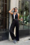Black Three-Pleated Belted High-Waisted Palazzo Trousers - 6