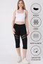 Women's Black Chiffon Detailed Capri Leggings - 90% Cotton - 3