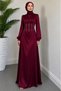 Satin Evening Dress with Stones on the Waist