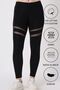 Women's Black Chiffon Detailed Leggings - 90% Cotton