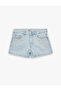 Regular Fit Mini Denim Shorts with Cotton Embroidery Detail - 5