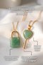 Aventurine Natural Stone Heart Key and Lock Model Set of 2 Couple Necklaces