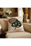 Cream Beige Black Minimal Leaf Patterned Double-Sided Set of 4 Cushion Covers 43X43 cm - 3