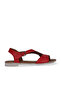 Red Leather Women's Flat Sandals 01We2301