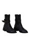 Black Leather Women's Flat Boots 01Wf3501 - 2