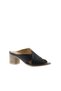 Black Leather Women's Heels Slipper 01Wn6108 - 2