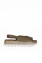 Khaki Leather Women's Flat Sandals 01We3403