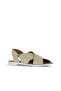 Khaki Leather Women's Flat Sandals 01Wa3009 - 2