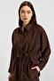 Waist Gathered Casual Model Shirt Brown 9413 - 6