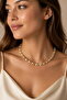 Women's Necklace Baroque Model Flat Pearl Mix Chain Necklace - 2