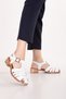 Women's Genuine Leather Short Heeled Daily Sandals Iz.10316 White - 3