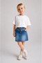 Girl's Waist Stone Embroidered Lycra Denim Jeans Skirt