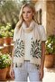 Women's Olive Lace Printed Cotton Scarf - 3