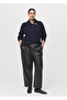 Leather-Look Elastic Waisted Pants - 8