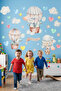 Flying Pups Elephant Alligator And Teddy Bear Pastel Color Wall Sticker Set - 2