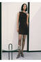 Asymmetrical Neckline Dress with Metal Details - 2