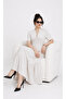 فستان نسائي متوسط الطول من القطن والفسكوز بياقة على شكل V وأزرار - 5
