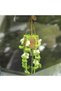 Cute Crochet Orchid Car Mirror Hanging Ornament, Green Rearview Decor for Women & Teens - 5