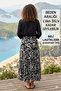 Black -Cream Four Layers Ruffle Waist with Elastic 1 Piece Skirt Quality Stylish Beautiful - 2