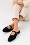 Premium Women's Home and Outdoor Slippers with Gold Buckle, Tweed Woven Detail and Leather Band - 4