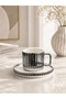 2-Person Porcelain Striped Modern Coffee Cup Set 100ml - 2