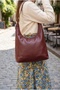 Perilla Faux Leather Adjustable Strap Women's Shoulder Bag Claret Red