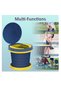 Portable Folding Toddler Travel Potty, Children's Toilet Training Seat with Storage Bag, Blue - 2