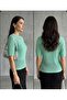 Women's Short-Sleeved Summer Perforated Stylish Acrylic Ribbed Sweater - 2
