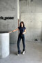 Women's Loose Flared Stretchy Gray Denim Pants - 4
