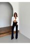 Women's High Waist Spanish Leg Black Denim Trousers - 7