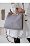 Women's Gray Braided 5-Compartment Hand and Shoulder Bag - 3