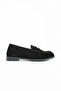 Women's Genuine Leather Oval Toe Moccasin Stitched Drawstring Loafer Casual Shoes Naty Black Suede - 4