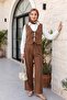 Tie-Front Vest and Trousers Double Set - Tan - 4
