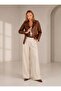 Women's Brown Zippered Biker Leather Jacket - 3