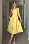 Women's Sleeveless Crew Neck Crepe Textured Hürrem Fabric Waist-Fitted Midi Dress - 2