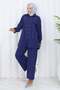 Stone Detailed Suit Indigo 19266 - 3