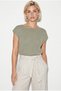 Women's Green Boat Neck Bat Sleeve Cotton Mercerized Knitwear Blouse Tk261058 60286223