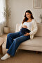 Washable Wide Leg Maternity Jeans - High Waist Lycra Denim with Abdominal Support - 4