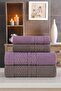 طقم مناشف حمام منسوجة منقوشة مكون من 4 قطع - طقم حمام تركي - هدية زواج - هدية 100% قطن