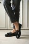 Black Patent Leather Tasseled Women's Loafer Shoes Tr88Ms01A
