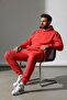 Men's 3 Thread Oversized Kangaroo Pocket Elasticated Cuffs Sweatpants Set - Home Wear - 5