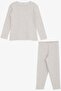 Girl's Tights Suit, Sequined Text and Embroidery, 1.5-5 Years, Beige Melange