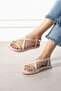 Novara Beige Wrinkled Patent Leather Sandals with Flip-Flop Strap Accessories - 3