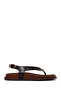 Women's Brown Leather Flip-Flop Sandals 26Sfd550940